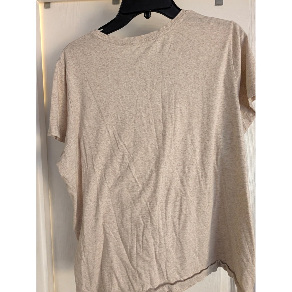 Lands End Shaped T-Shirt Womens 2X 20W-22W Oatmeal Heather Beige Short Sleeve